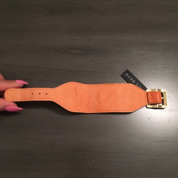 CC SKYE Orange Leather Giant Screw Cuff Bracelet - Picture 4 of 8